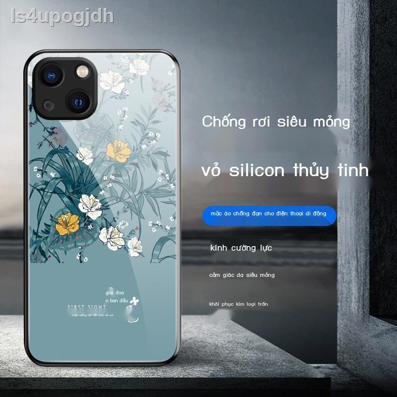 Vỏ điện thoại di động Apple 13 ip13 Vỏ thủy tinh nghệ thuật phong cách Trung Quốc bao gồm tất cả các cạn