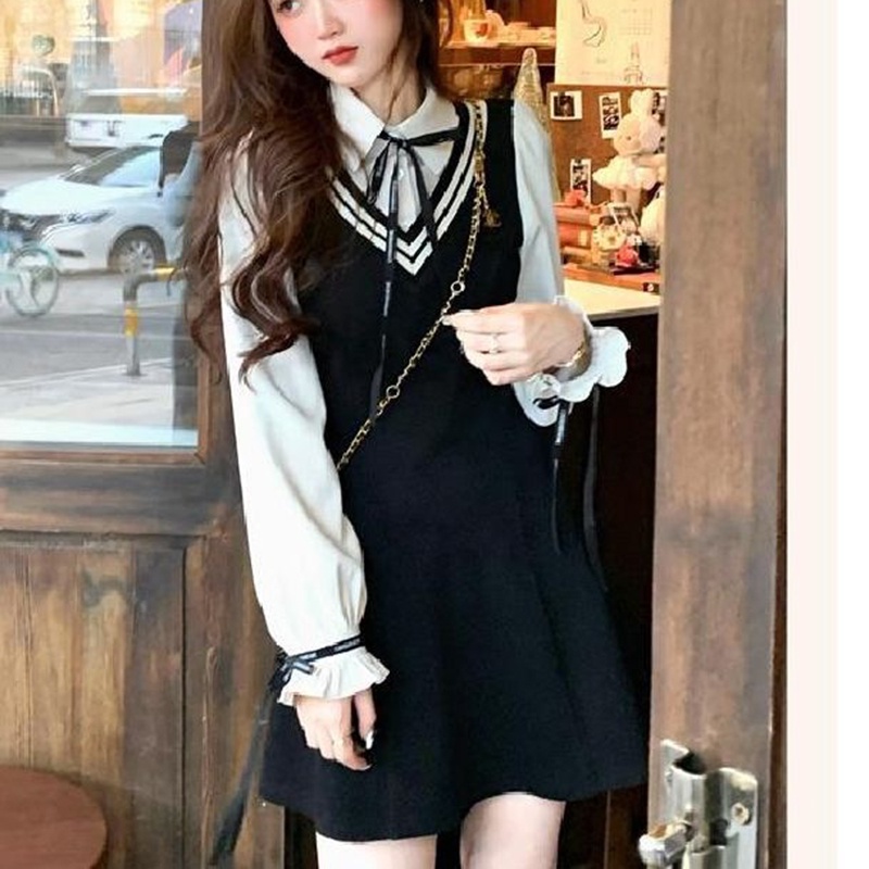 IELGY    Đầm Giả Hai Mảnh Thiết Kế Phong Cách Ngoại Thương Cho Nữ