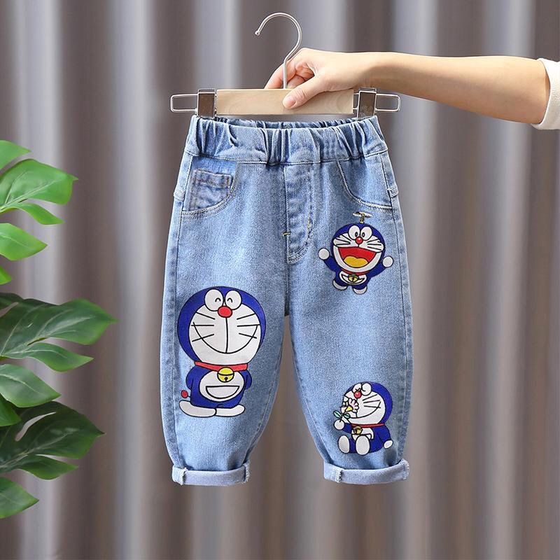 Quần bò cạp chun trẻ em Doraemon xanh cho bé trai & bé gái