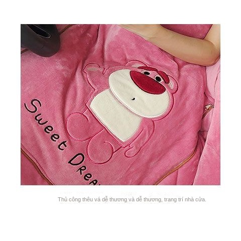 Bộ Chăn Gối Nhung Lông Cừu Hai Trong Một Đa Năng Dày Dặn Cho Văn Phòng / Xe Hơi