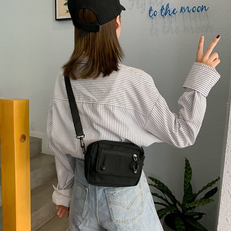 Túi Vải Canvas Đeo Chéo Phong Cách Harajuku Đường Phố Cá Tính