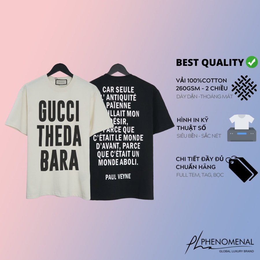 Áo phông nam nữ Premium Cotton 100% in chữ Gc Theda Bara hai mặt cổ bo dày dặn cực chất