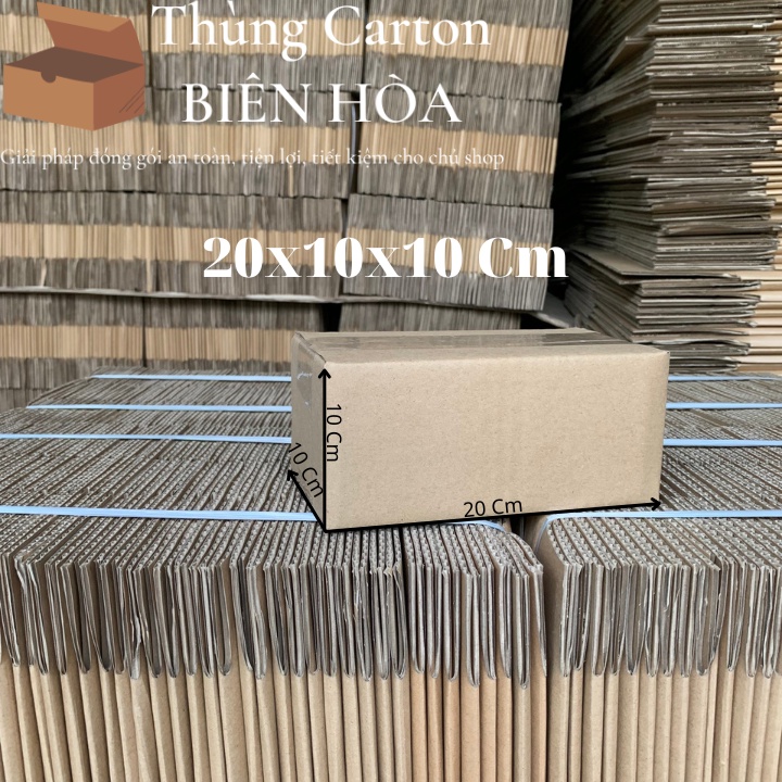 100 Hộp Giấy Carton Kích Thước 20Cmx10Cmx10Cm - Hộp Sóng C Dày, Cứng