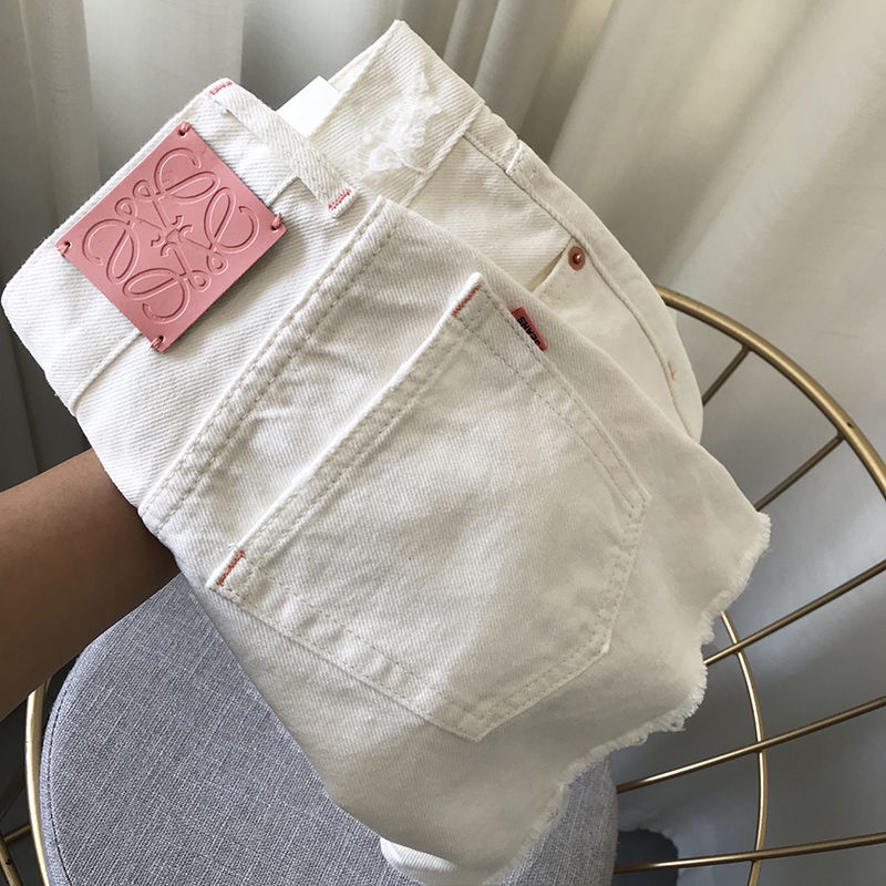 Jiashucheng Quần Short Denim Tua Rua Lưng Cao Dáng Chữ a Cỡ Lớn Thời Trang Mùa Hè Hàng Mới