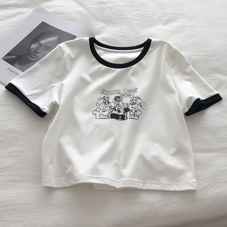 Áo thun SUXI tay ngắn cổ tròn in họa tiết thời trang cho nữ