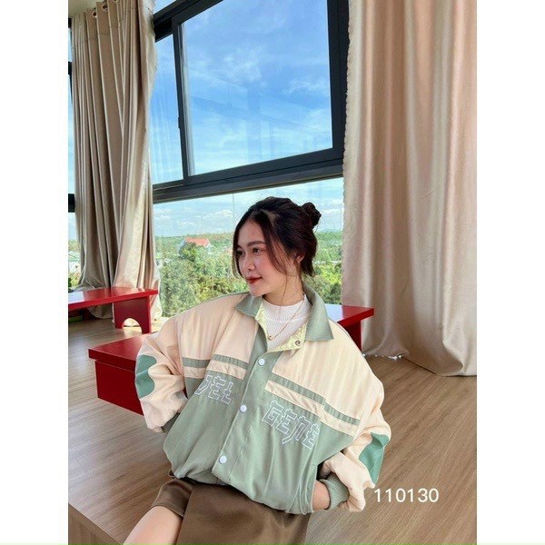 Áo Khoát Da Lộn, Áo Kiểu Croptop Phối Màu Thiết Kế Cổ Bẻ Siêu Xinh