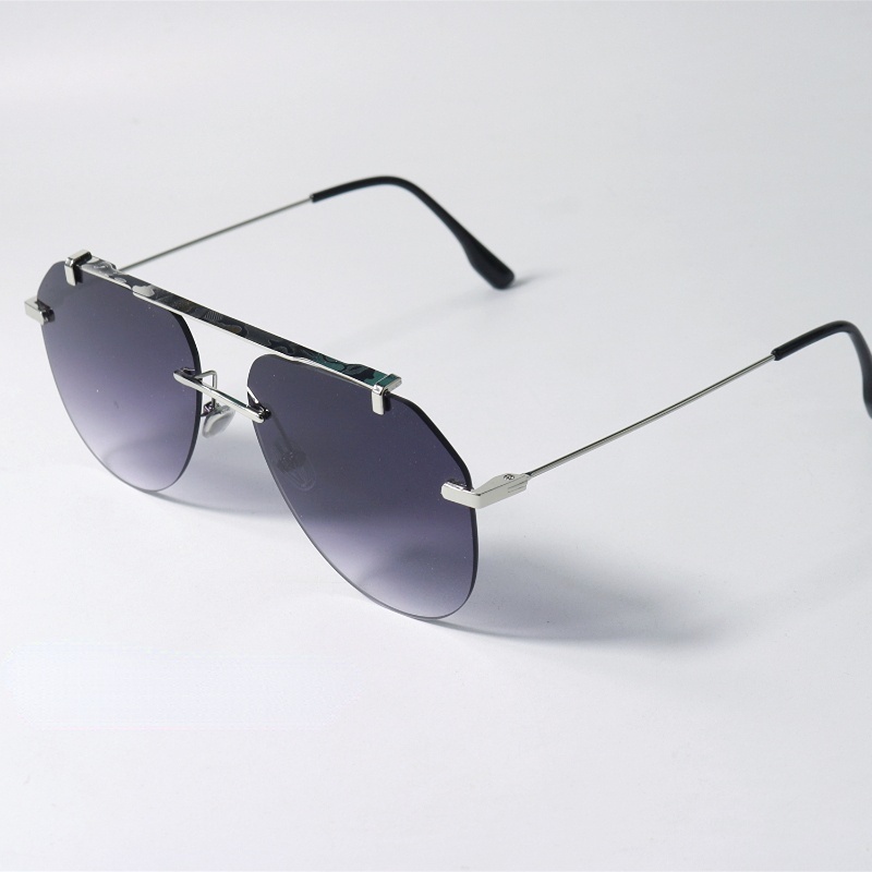 Kính Mát Gọng Kim Loại Không Viền Màu Gradient Thời Trang Phương Tây Cho Nam Nữ