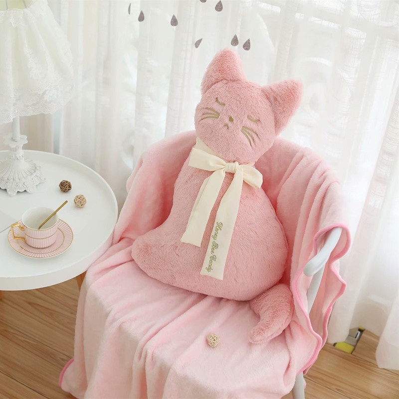 Chăn Gối Hình Mèo Ba Chiều Nhồi Bông Dễ Thương