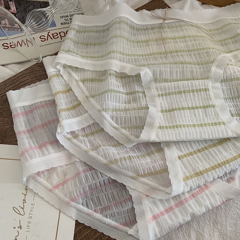 Cutebyte Quần Lót Ren Mềm Mại Co Giãn Thoáng Khí In Họa Tiết Cầu Vồng Tương Phản Kiểu Nhật Bản Dễ Thương Cho Nữ L-XL