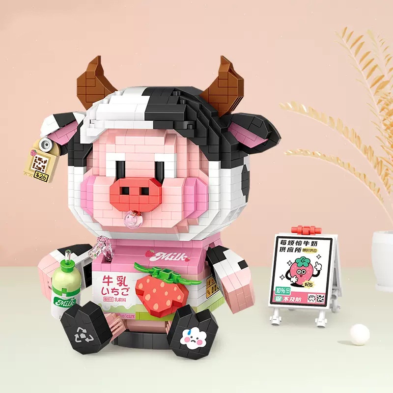 Đồ Chơi Lắp Ráp Mô Hình Hộp Sữa Dâu Tây Cỡ Nhỏ Giáo Dục Cho Bé