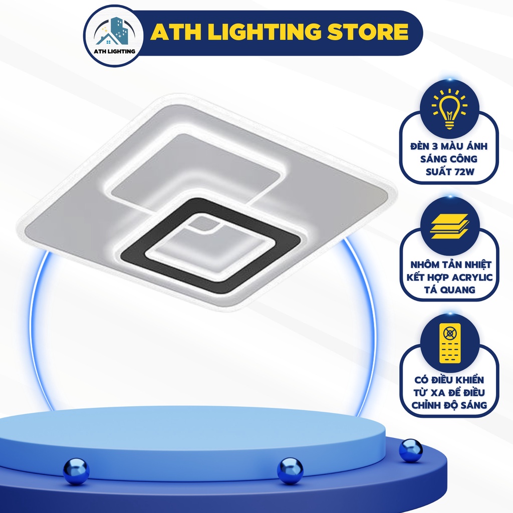 Đèn Ốp Trần Phòng Khách, Loại Đèn Trần Trang Trí Phòng Ngủ Có Thể Chuyển Màu Và Điều Chỉnh Mức Độ Sáng Bằng Điều Khiển