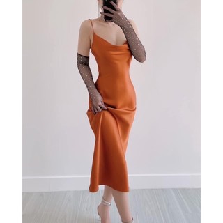 Đầm Lụa Cổ Đổ Dáng Dài Cao Cấp - Váy Lụa Cổ Đổ Dài Sang Chảnh Tôn Dáng