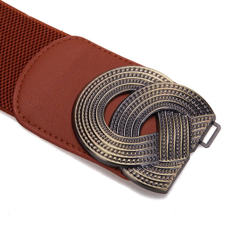 Thắt Lưng Bản Rộng Co Giãn Có Khóa Kim Loại Cho Nữ