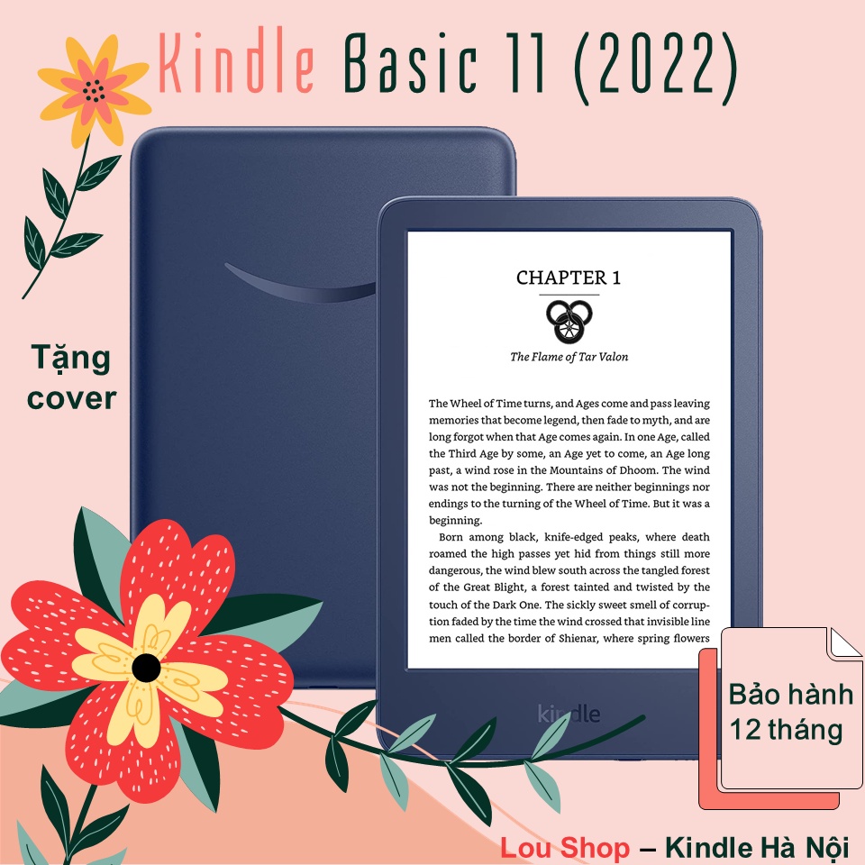 Máy đọc sách Kindle 2022 11th (Kindle basic 2022) có đèn nền 6inch 300PPI, Bluetooth, Audible, 16GB Stogare