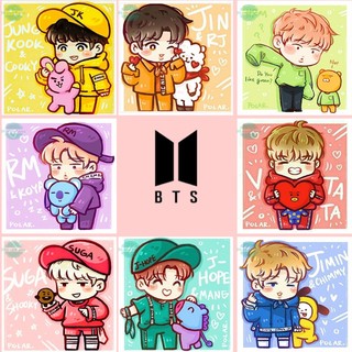Tranh tô màu số hóa hình chibi bts tranh tự tô theo số kích thước 20x20