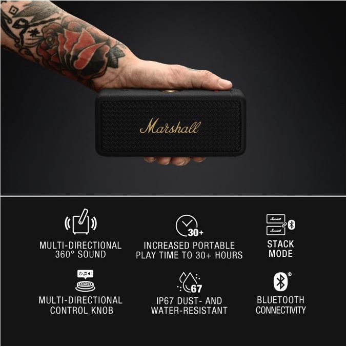 Loa Bluetooth Chống Thấm Nước IPX7 MARSHALL Emberton II