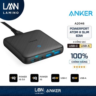 Sạc anker 4 cổng powerport atom iii slim 63w - a2046 lamino