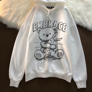 [ORDER] Áo hoodie gấu cute 2 màu đen trắng Size S-2XL ( ảnh thật cuối )