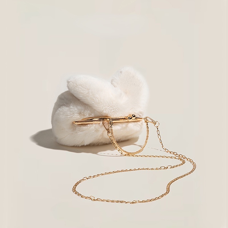 Túi Xách Nữ của phụ nữ sang trọng Túi vải lông hình tai thỏ mới，túi đeo lông nhung,Túi Đeo Chéo Hình Tai Thỏ Lông Xù JP5