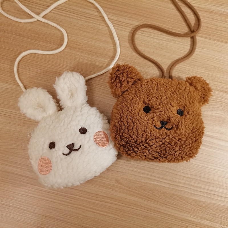 Túi đeo chéo đầu thỏ, gấu bông cho bé