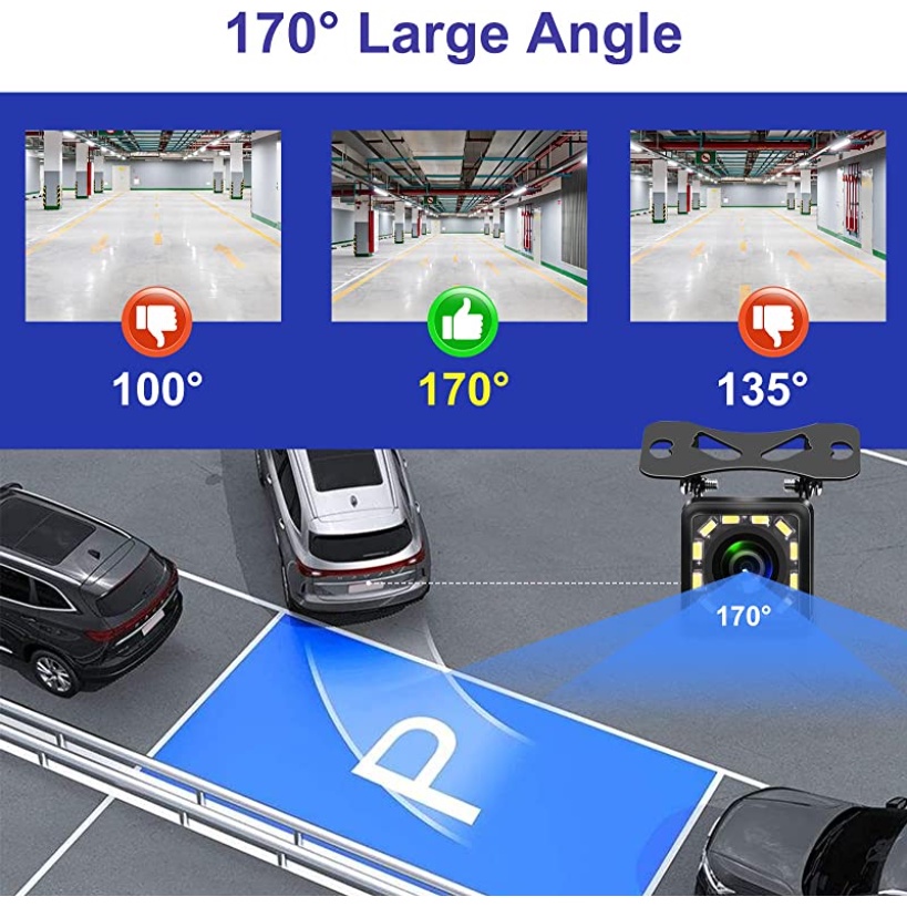 Camera Lùi Xe CCD 12Led Chống Thấm Nước Quay 170 Độ HD