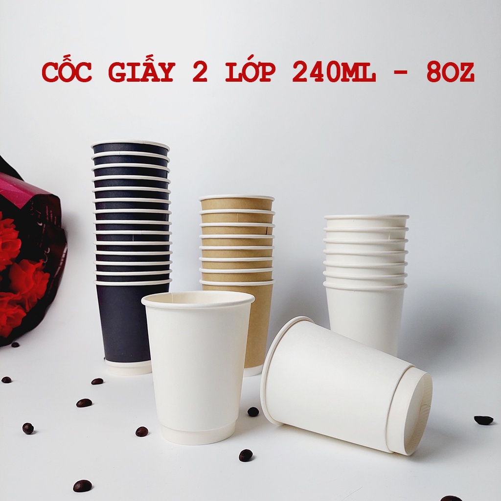 Set 50 Cốc giấy 2 lớp 240ml - 8oz