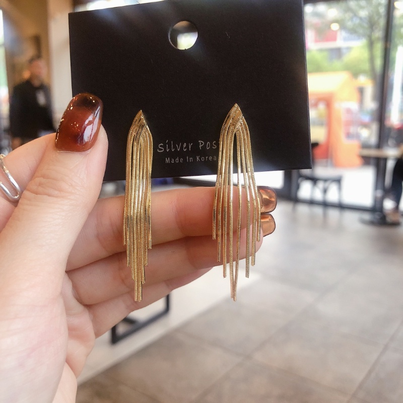 Bông Tai Mạ Bạc 925 Kiểu Tua Rua Phong Cách Hàn Quốc