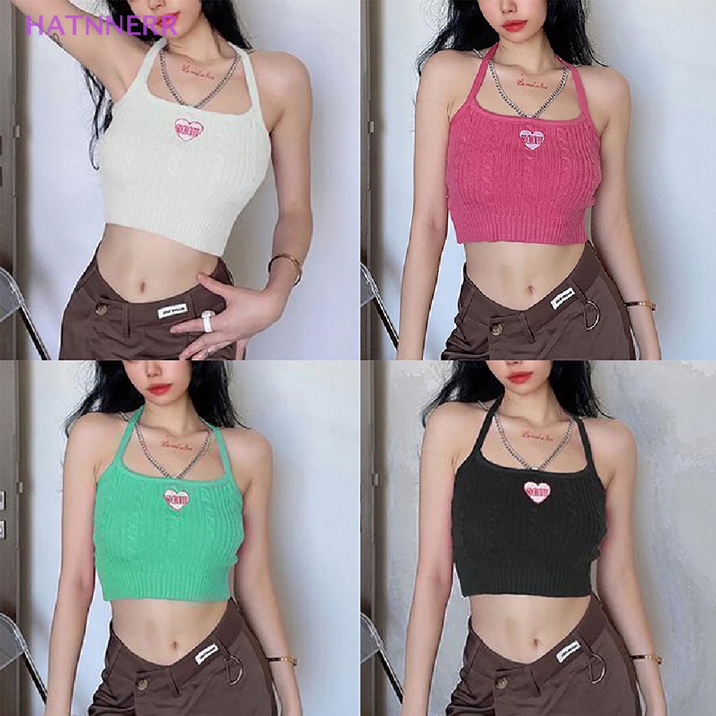 Áo Croptop Dệt Kim Không Tay Phối Dây Xích Kim Loại Gợi Cảm Mùa Hè FHS