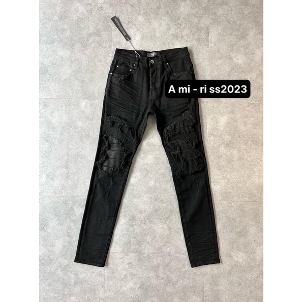 Quần jeans nam 𝔸𝕄𝕀ℝ 𝕀 đen vá da new 2023!