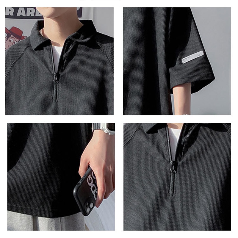 Áo Thun Tay Ngắn Màu Đen Dáng Rộng Phong Cách Hàn Quốc Thời Trang Mùa Hè Cho Nam