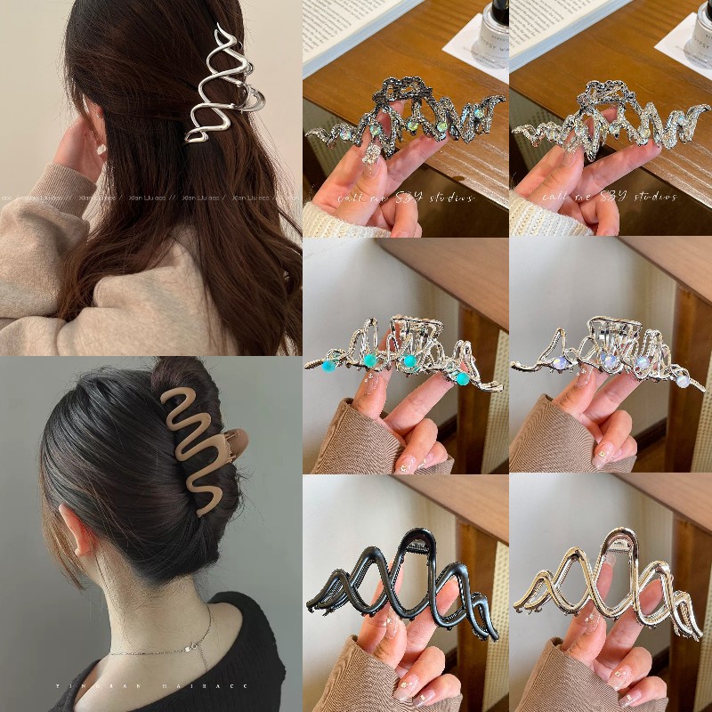 Kẹp Tóc Cá Mập Bằng Kim Loại Nhám Phong Cách Hàn Quốc