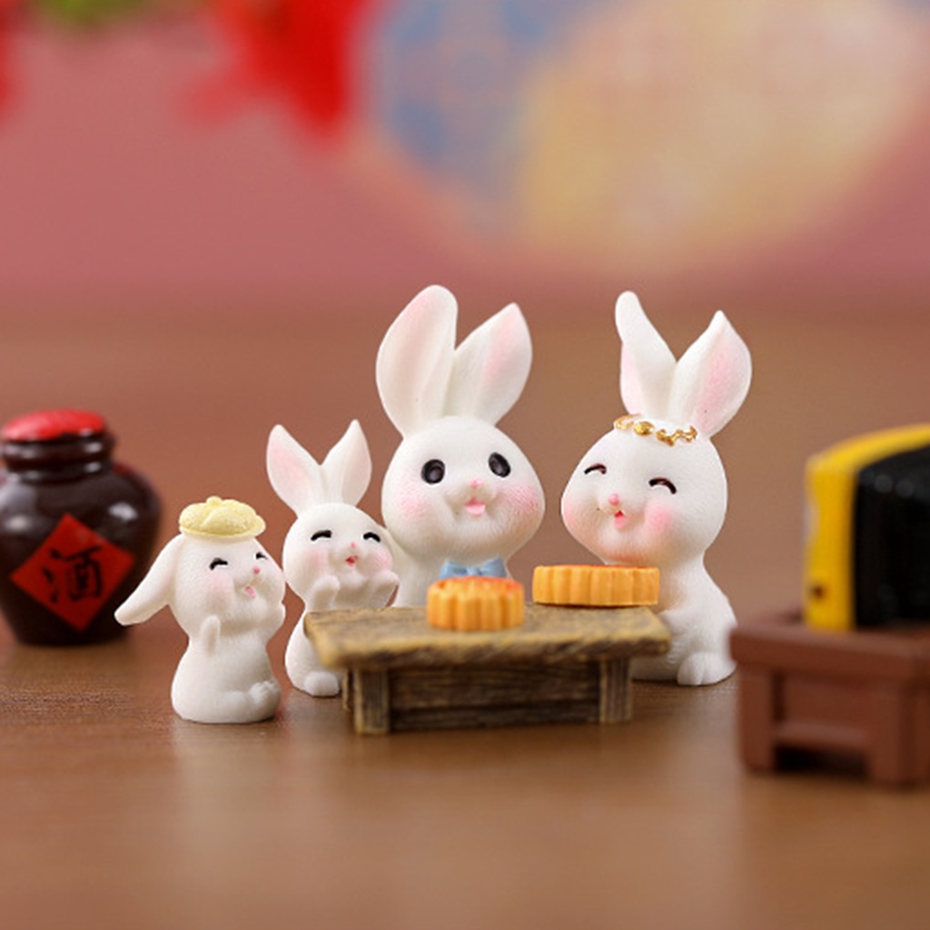 Set 2 Tượng Thỏ Mini Siêu Nhẹ Trang Trí Phòng Ngủ