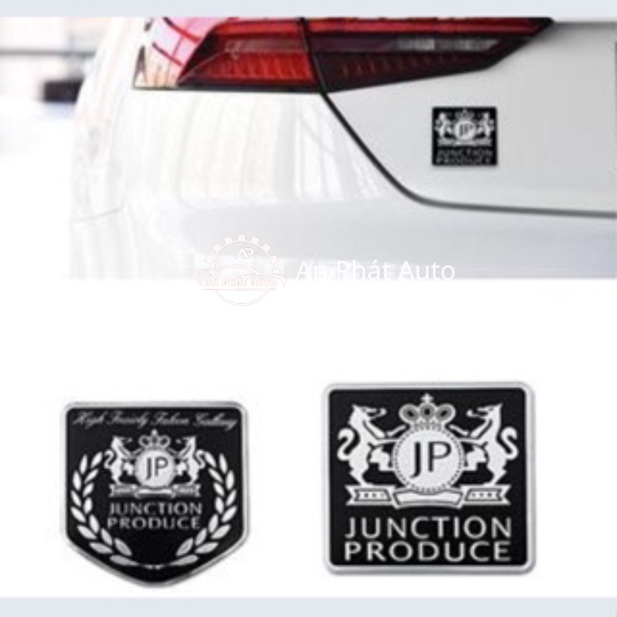 Tem Nhôm Dập Nổi 3D Logo ''JUNCTION PRODUCE'' Dán Trang Trí Ô Tô - Tem Dán Xe Phù Hợp Với Mọi Hãng Xe