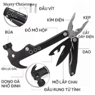Búa - Kìm - Tua Vít gấp gọn đa năng 14 in1 bằng Thép không gỉ - Bộ dụng cụ đi phượt, cứu hộ