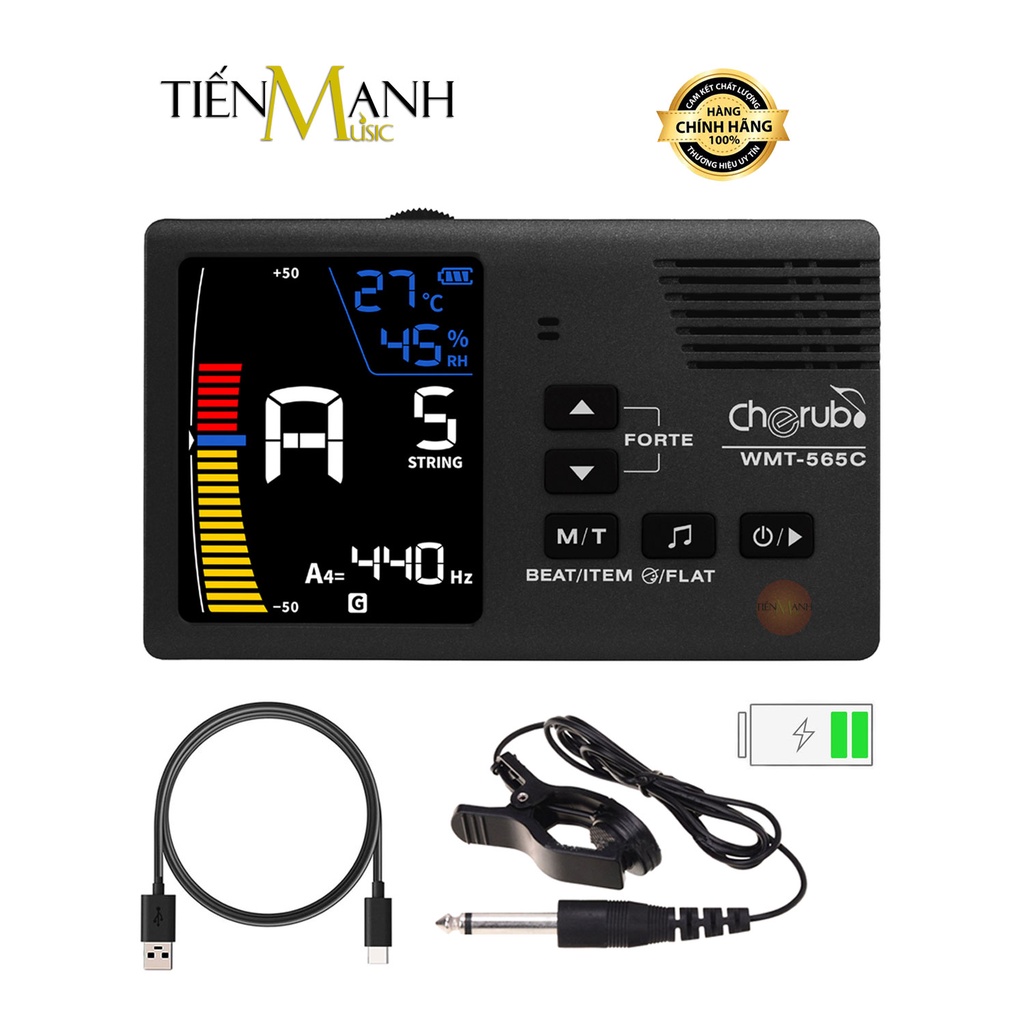 [Pin Sạc, Đo Nhiệt Độ Ẩm Kế] Máy Lên Dây Đập Nhịp Điện Tử Cherub Metro Tuner WMT-565C - Cho Mọi Nhạc Cụ Tuning WMT565C