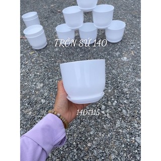 Chậu nhựa tròn giả sứ