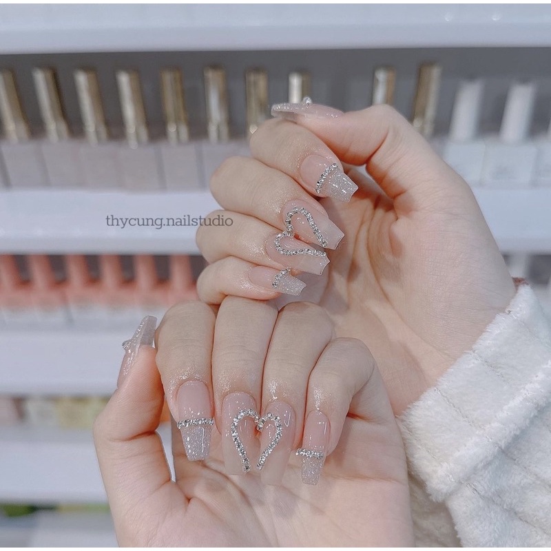 (HỎA TỐC) NAIL BOX SƠN GEL THẠCH NUDE ĐÍNH ĐÁ BLING