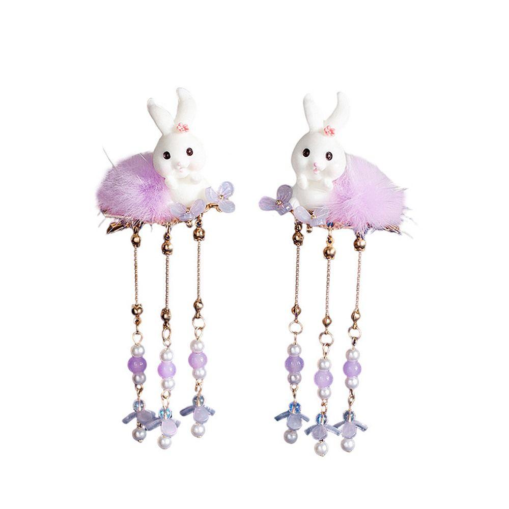 Kẹp Tóc Hình Thỏ Phối Tua Rua Thời Trang Hàn Quốc