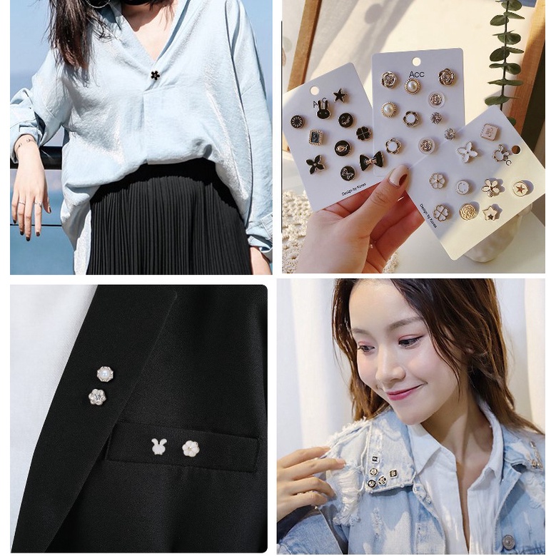 Set 10 nút ghim cài áo trang trí quần áo nón túi xách thời trang Tatitava