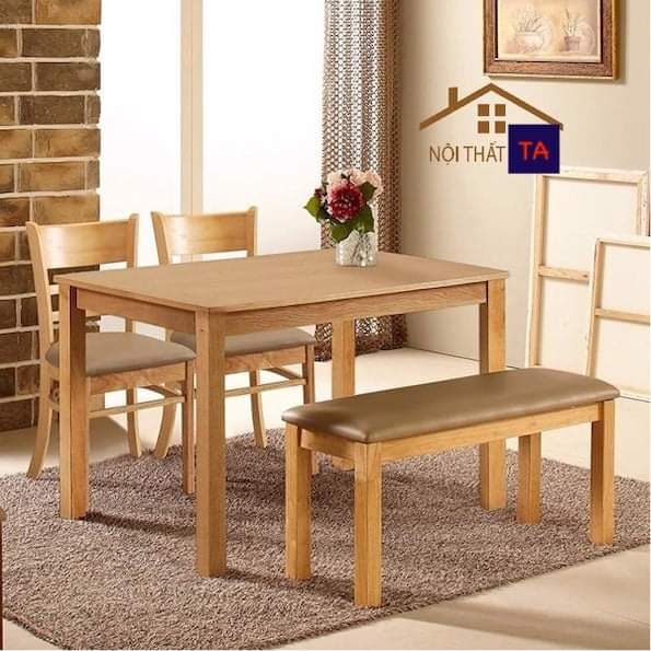 Bộ bàn ăn 2 ghế ,1 băng (bàn dài 1m2)