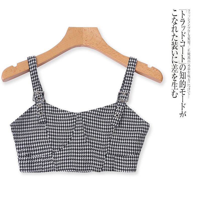 ÁO CROPTOP KẺ HOUNDSTOOTH DÁNG CORSET