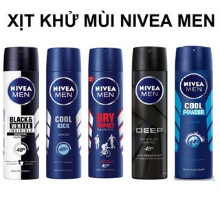 Xịt khử mùi nivea men black & white chai 150 ml