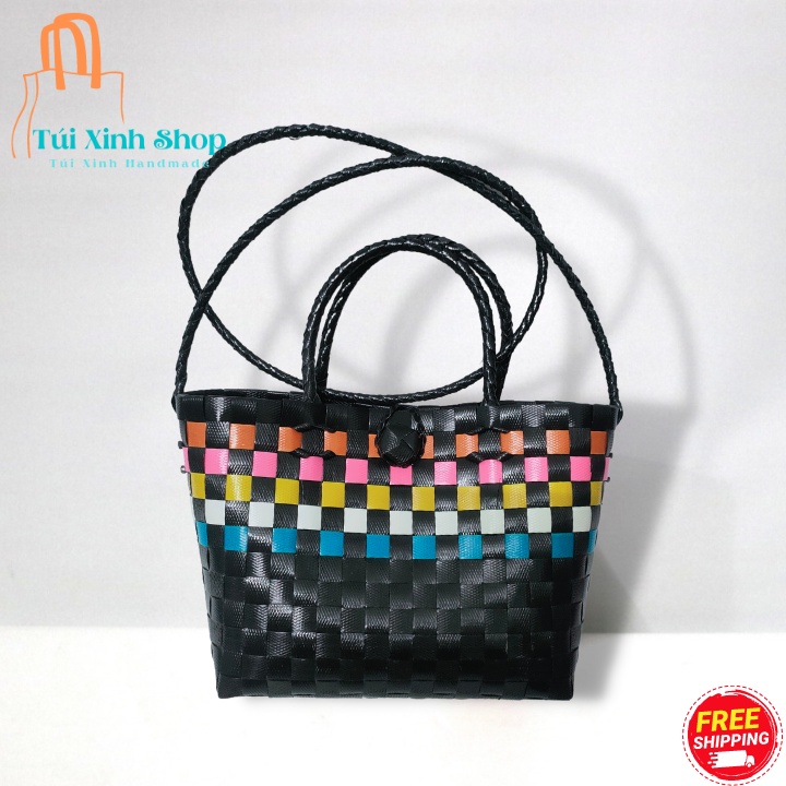 Túi Nhựa xách Tay Handmade thời Trang Quai Dài Đeo Vai Cute