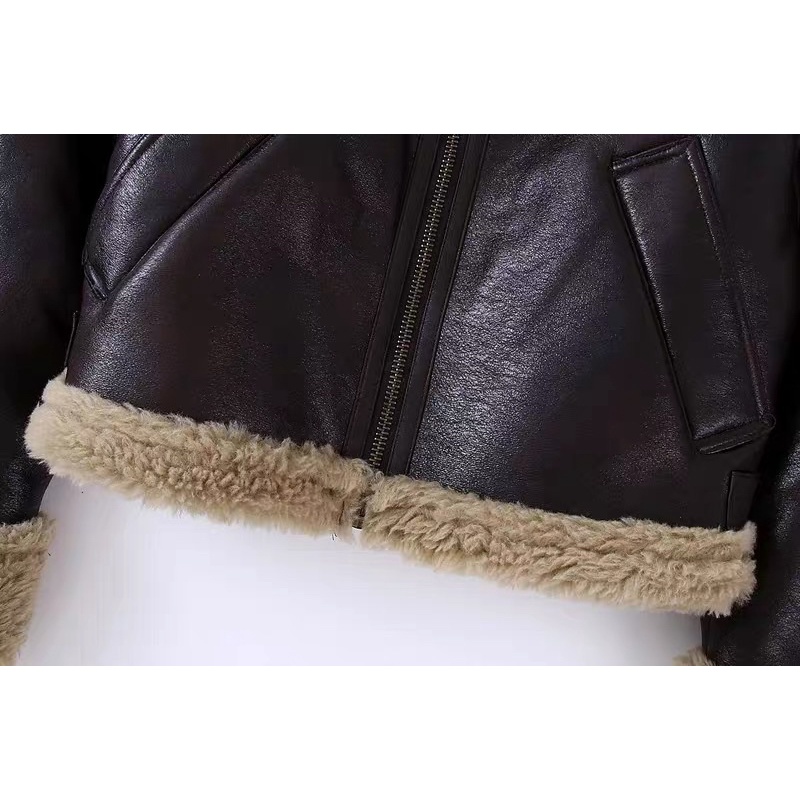 Áo da lót lông cừu dày dặn