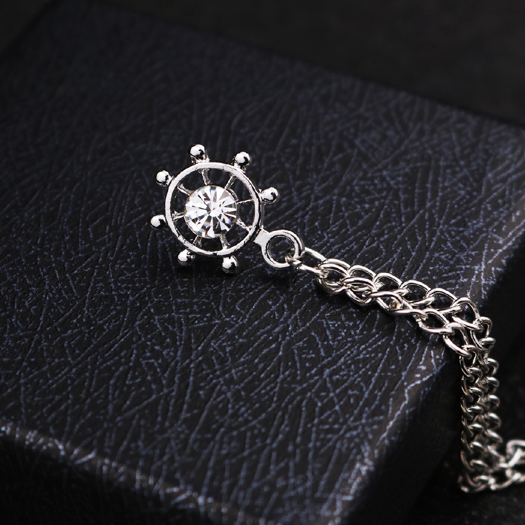 Ghim cài áo EFAN hình bánh lái thuyền / chim đại bàng phối dây xích tua rua thời trang cho nam