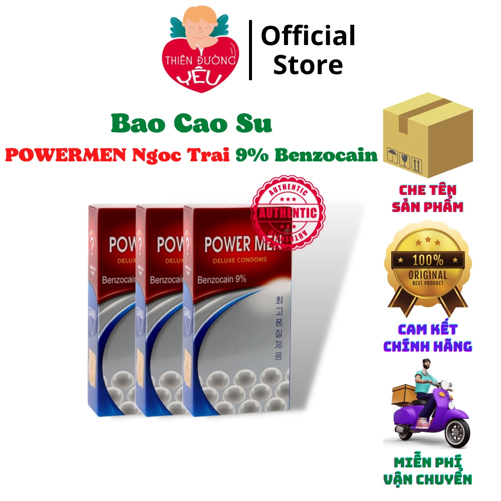 Bao Cao Su POWERMEN Ngoc Trai 9% Benzocain, Gân Gai, Kéo Dài Cuộc Yêu - Hộp 12 Chiếc [ CHÍNH - HÃNG - 100% ]