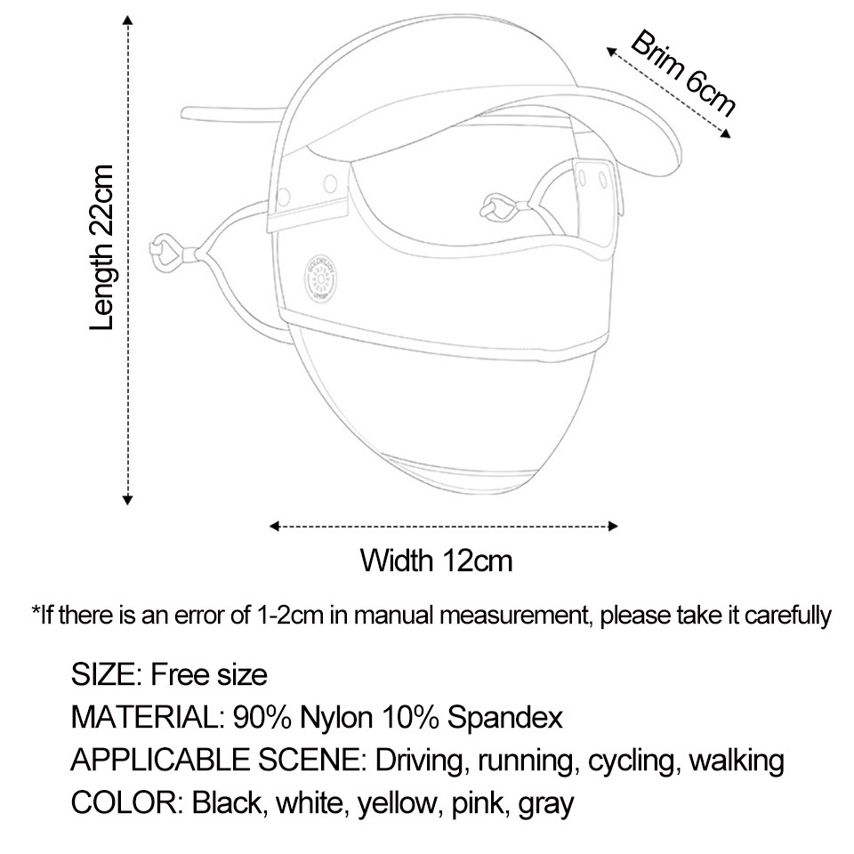 Khẩu Trang Che Mặt Vành Có Thể Tháo Rời Chống Tia UV / Bụi Bẩn Thoáng Khí Thời Trang