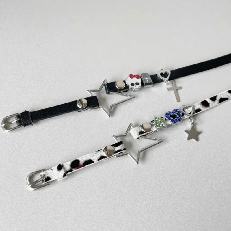 Vòng cổ Choker Chất Liệu Da In Họa Tiết Da Báo &amp; Đầu Lâu Cho Nữ