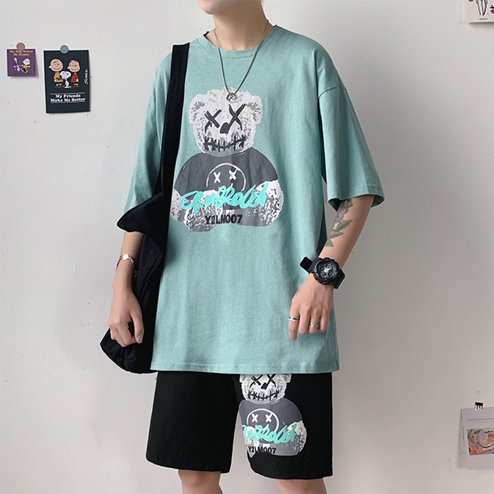 Bộ Đồ Thun Nam Mùa Hè In Hình Gấu Dễ Thương Style Hàn Quốc Trẻ Trung sozo - SET NAM 90000163C