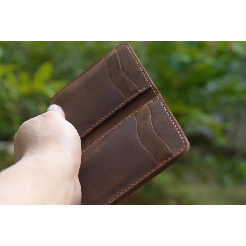 Ví Đứng Da Bò, Ví Nhỏ Gọn. Da Thật 100%. Bảo Hành 2 năm. Kích Thước 9x11cm